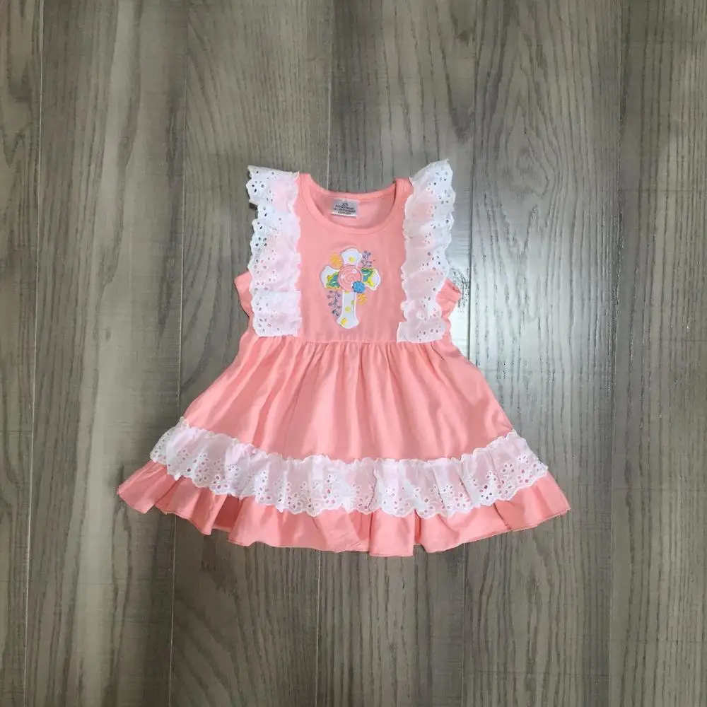 baby girls Easter dress spring sleeveless with cross print lace truck bow | Детская одежда и обувь