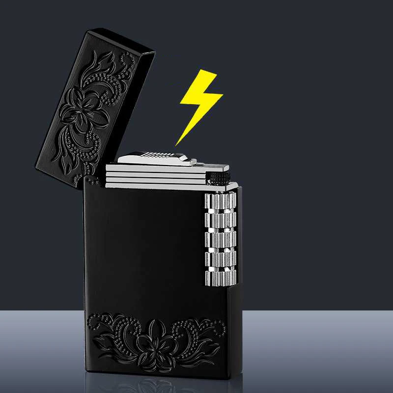 Креативная металлическая Бутановая газовая зажигалка. Открытое пламя. Необычные