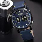 Часы MEGIR Мужские кварцевые, циферблат, синий кожаный корпус, цифровые, военные, спортивные, 2137