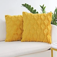 yellow pillow cover plush cushion cover decorative pillow case sofa bedroom living room home decor housse de coussin 45x45