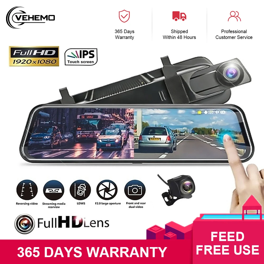 VEHEMO 9 66 &quotзеркало заднего вида Потоковое мультимедиа DVR ADAS GPS навигация Android