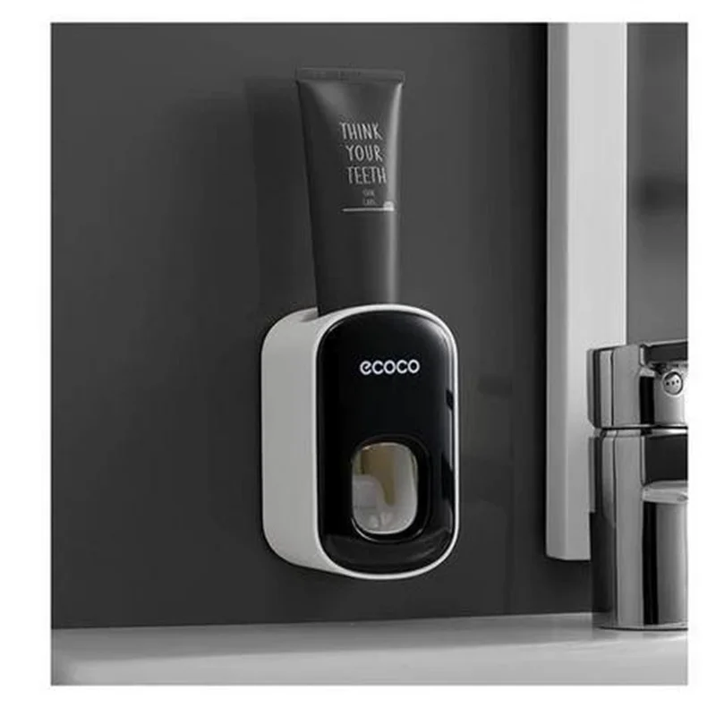 

Strong Viscosity Toothbrush Holder Automatic Toothpaste Dispenser With Cup Wall Mount Storage Rack Bathroom Accessories