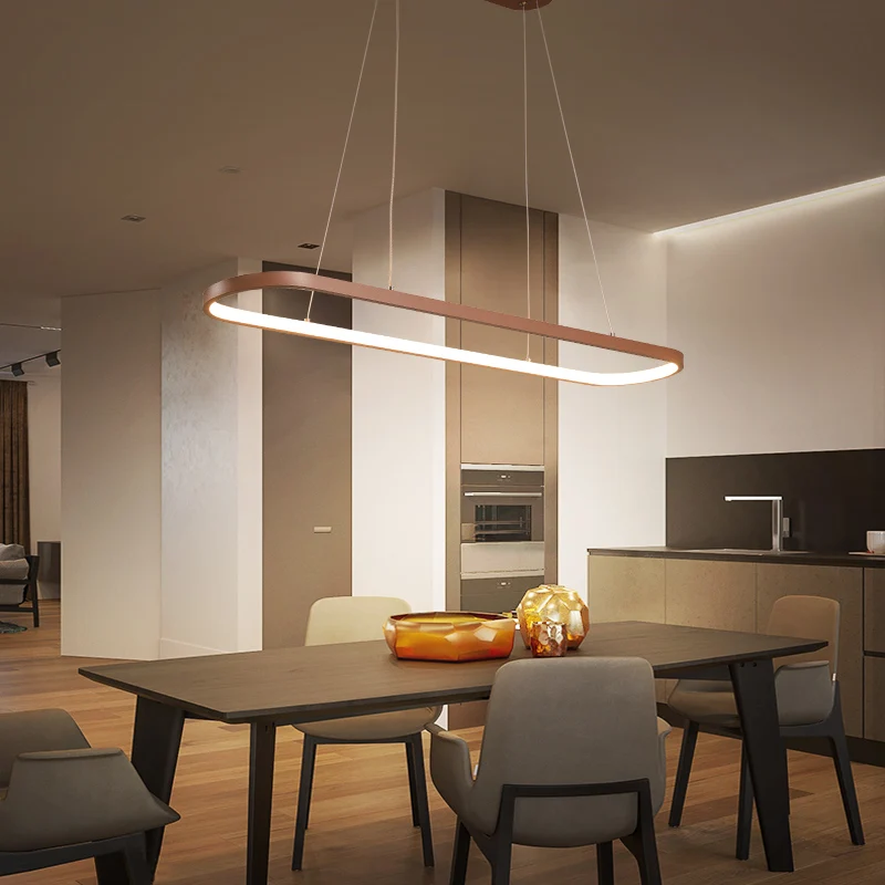 Современная подвесная люстра для офиса столовой кухни алюминиевая коричневый