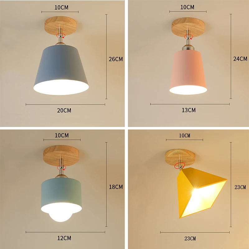 

PHYVAL Nodric Macaron Ceiling Lights Modern LED Wood Ceiling Lamp Rotatable Industrial Plafonnier For Kitchen Bedroom LivingRoom