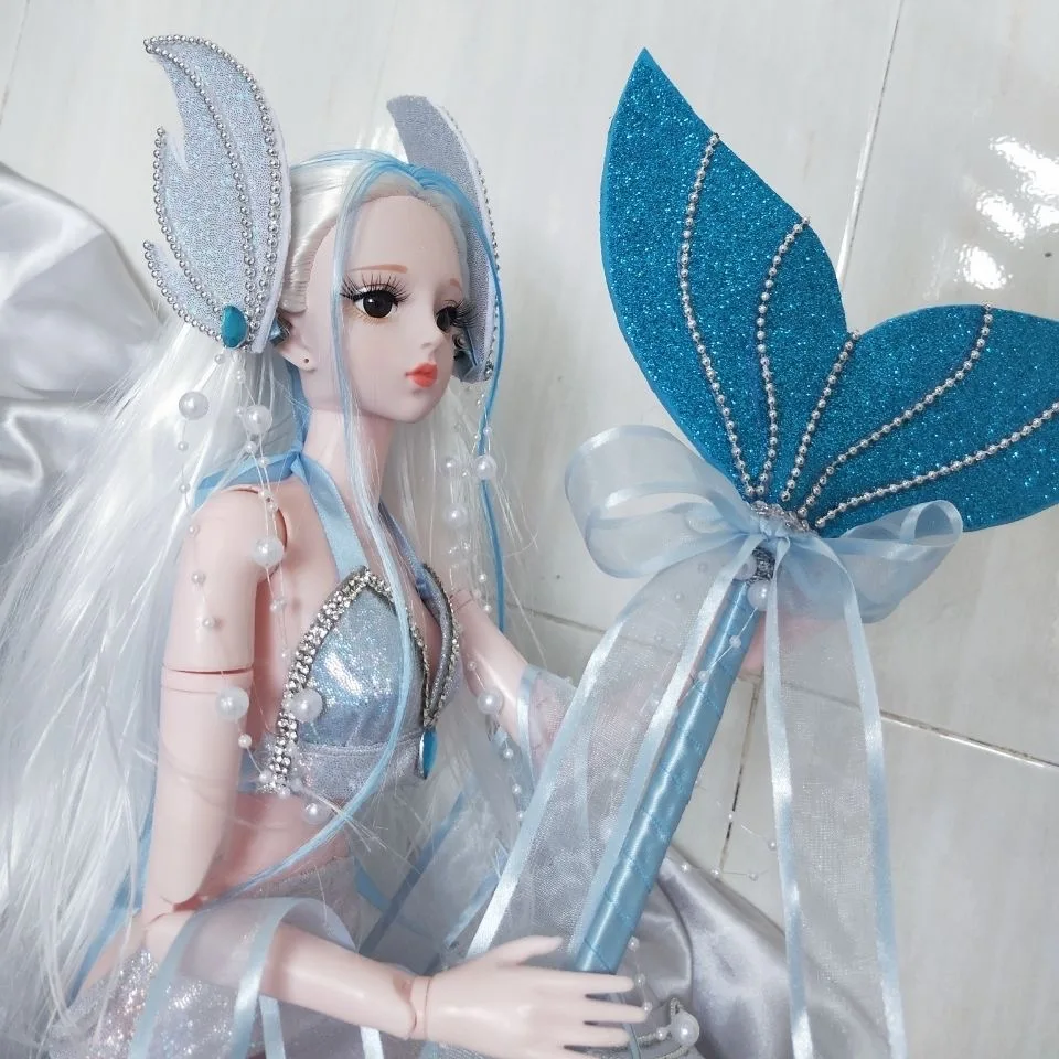 

60CM Handmade Mermaid Princess BJD Fashion DIY Dolls Babyborn Doll for Girls Clothes Wig Generation 1/3 Dress Toy Ob11 Body
