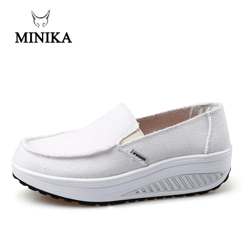 Minika; Новая Летняя женская обувь; цвет желтый, синий; спортивная обувь; прогулочная обувь на плоской подошве, визуально увеличивающая рост; Женская парусиновая обувь на танкетке с полукруглой подошвой
