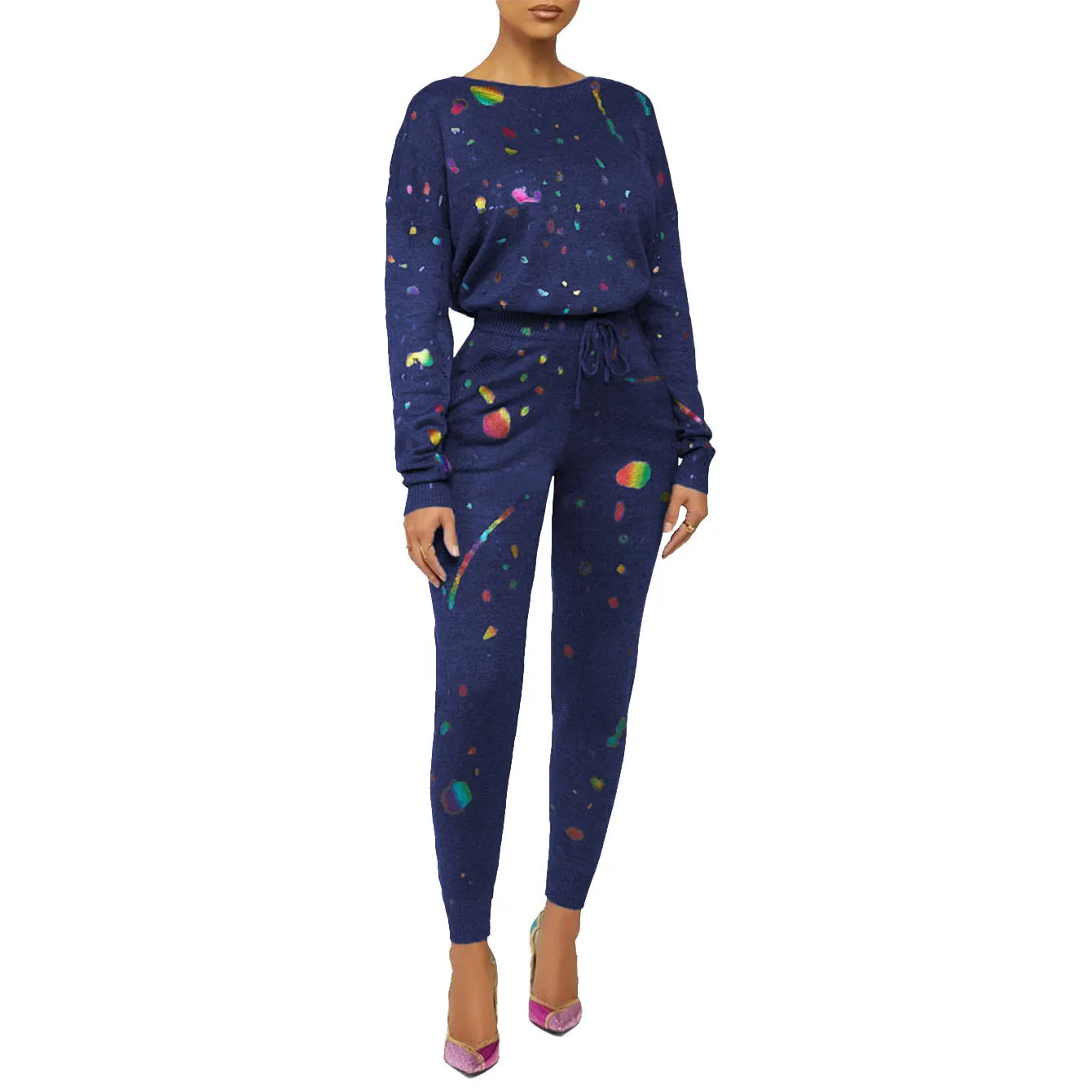 

2021 Autumn Women 2 Pieces Fashion Women's Pants Long-Sleeved New Leisure Digital Printing Two Suits Sportswear