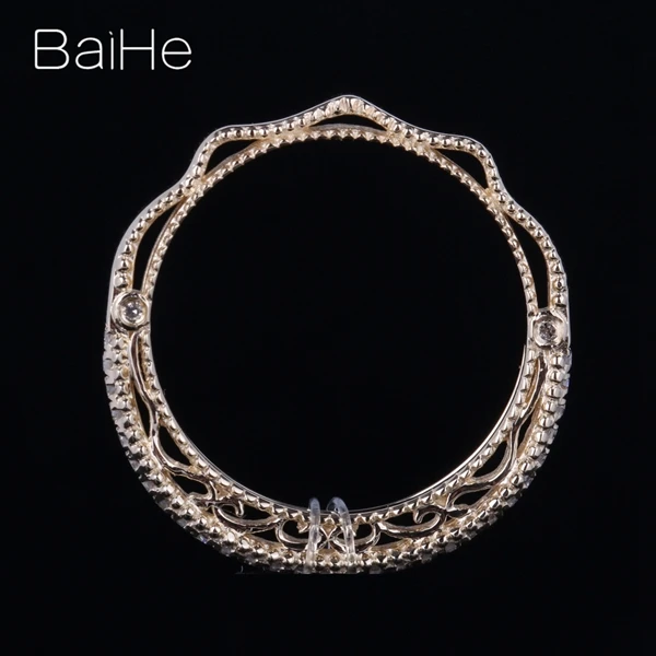 BAIHE Твердое 14 к Желтое золото(AU585) 0.2CT сертифицировано H/SI круглой огранки из натурального бриллианта свадебные женские модные ювелирные изделия кольцо