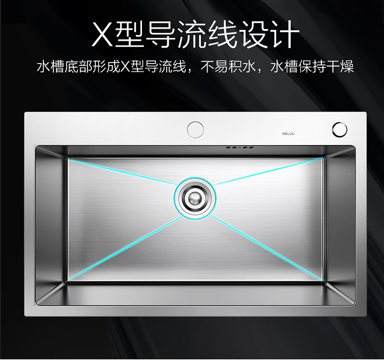 Матовая кухонная раковина ручной работы одиночная над стойкой или для мытья