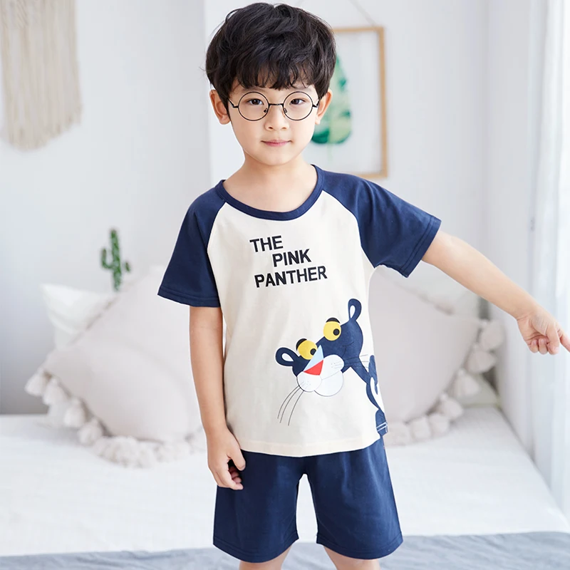 Детский пижамный комплект летняя домашняя одежда для мальчиков и девочек