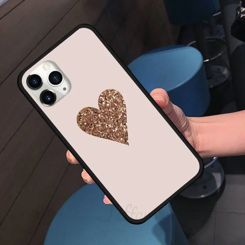 

Gold Rose Glitter Love Phone Case for iPhone 11 12 pro XS MAX 8 7 6 6S Plus X 5S SE 2020 XR shell cover funda
