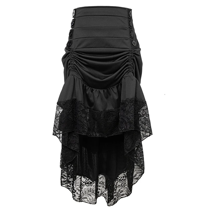 Женская юбка с оборками Готическая длинная в стиле стимпанк однотонная