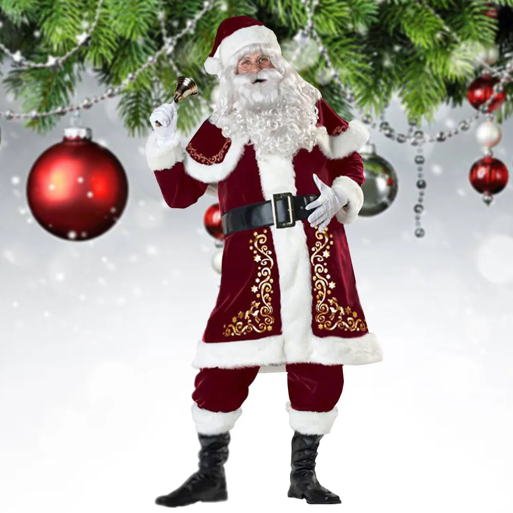 Вечерние костюмы для мужчин и женщин Костюм Санта Клауса с длинными рукавами из