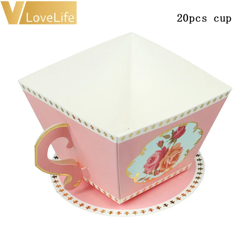 pink cup 20 шт. коробка конфет на свадьбу свадебный подарок для гостей сувениры чай оформление вечеринки день рождения Аксессуары - Цвет: pink cup