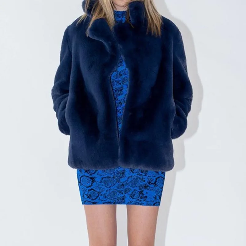 Женская зимняя куртка модель 2022 года синее теплое Женское пальто с лацканами из