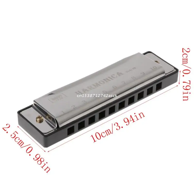 

10 Holes Key of C Blues Harmonica Musical Instrument Educational Toy with Case Dropship