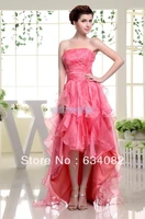 cheap strapless gown free shipping velvet organza 2016 tiered summer dresses short in front long in back line bridesmaid dress