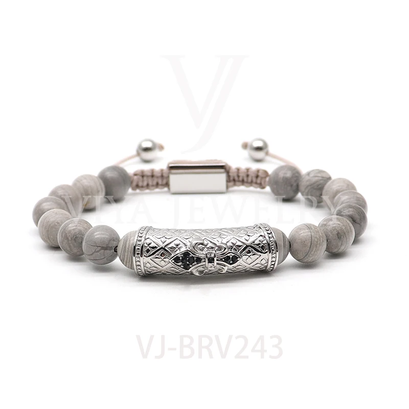 Прохладный черный оникс ГЭС бисером Для мужчин эластичный браслет шармы Бусины