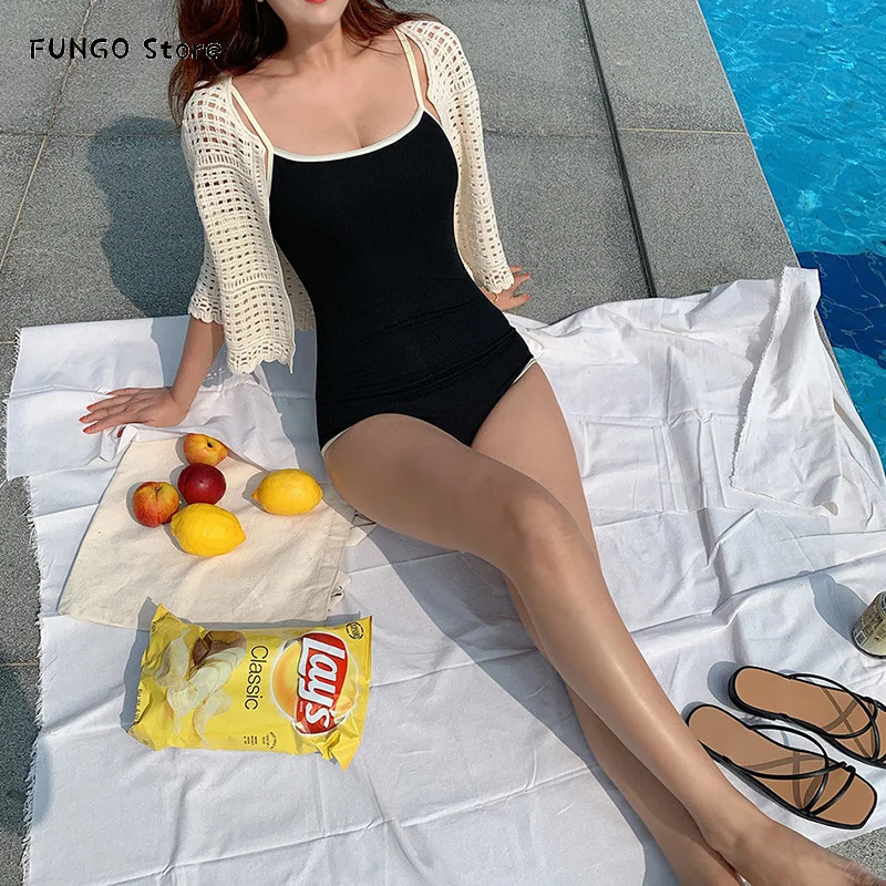 Слитный купальник с открытой спиной в Корейском стиле женский пуш ап