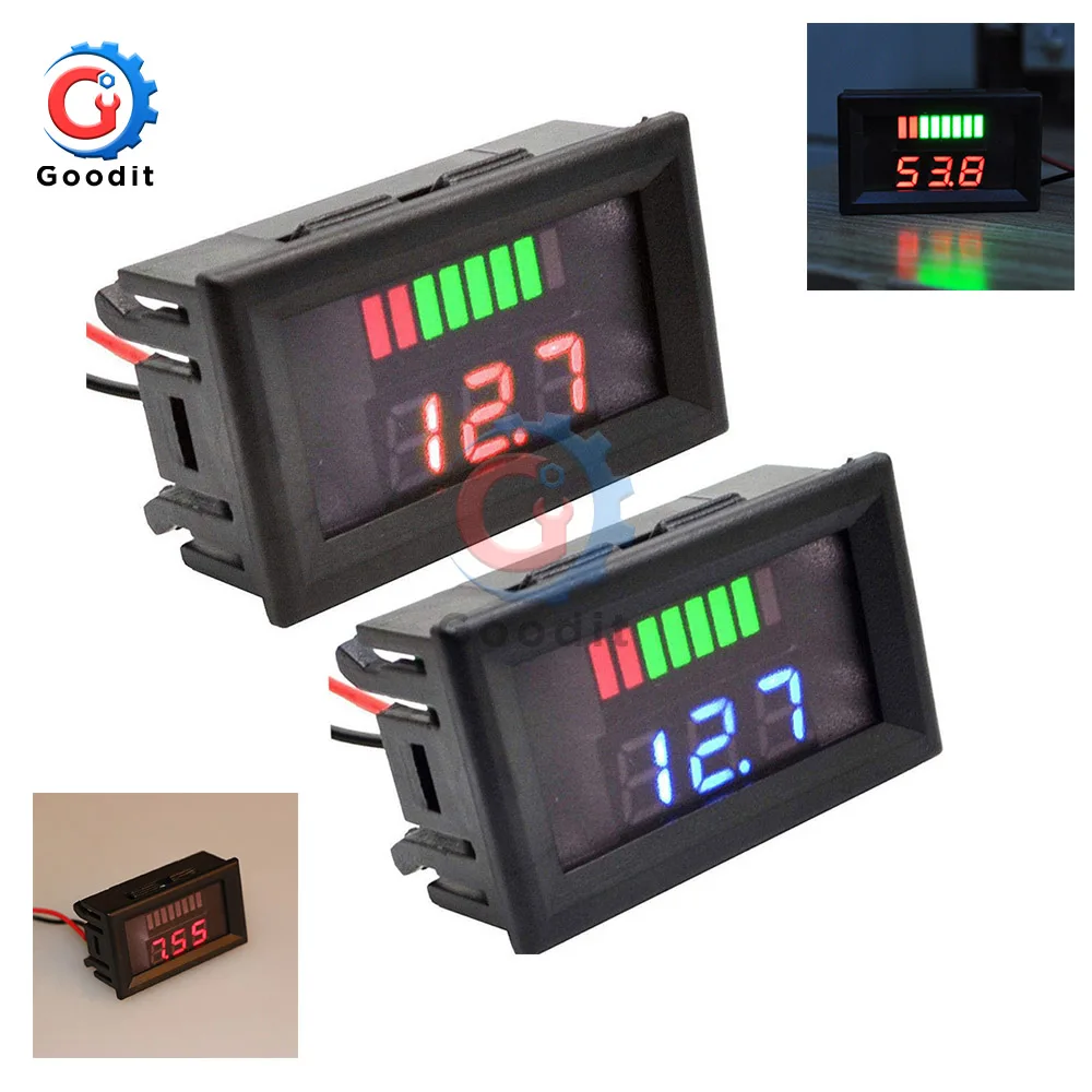 Цифровой светодиодный вольтметр постоянного тока 7 100 в красный синий мини тестер