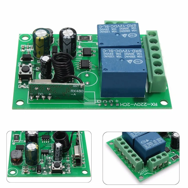 Умный дом DC 12V 220V 10A 315/433MHz 2 канальное беспроводное реле RF дистанционное