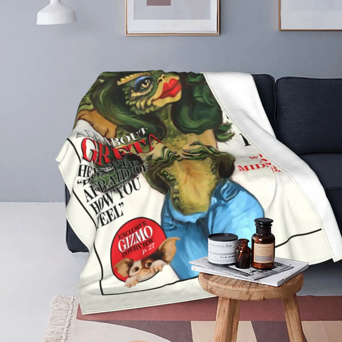 

Greta Gremlin Flannel Throw Blankets Gremlins Gizmo Monster 80s Horror Christmas Movie Blankets for Bedding Car Soft Bed Throws