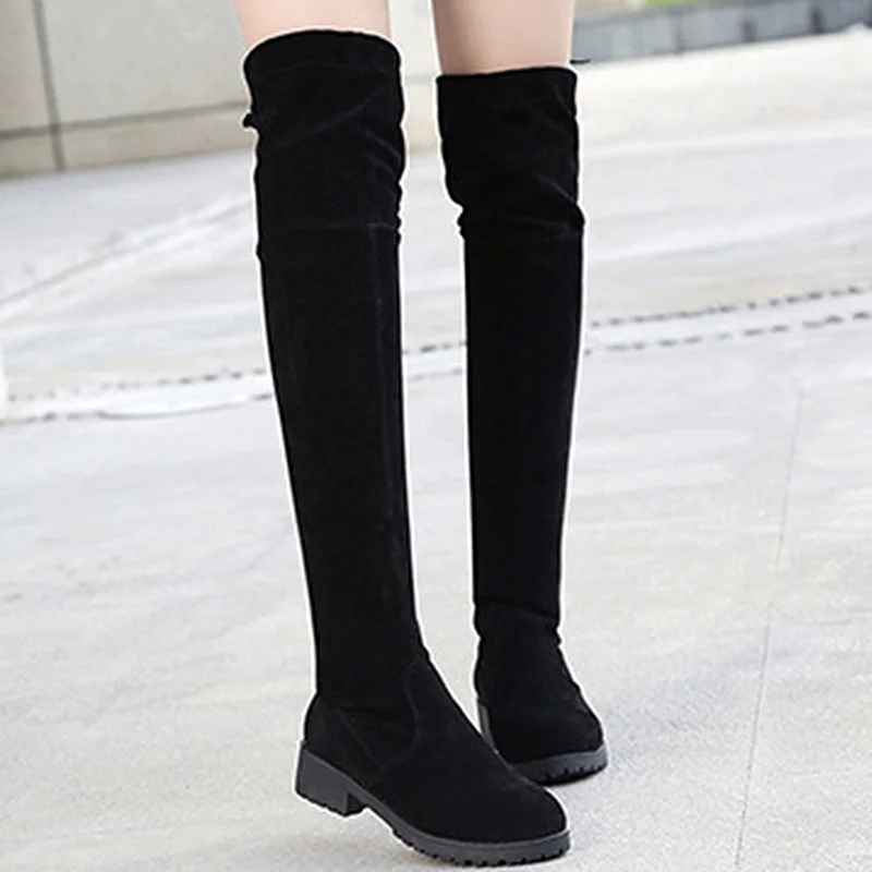 

Women Boots Long Soft Ladies Boots Platform Boots For Women Keep Warm Women Flat Shoes Winter Black Female Footwear Botas Mujer
