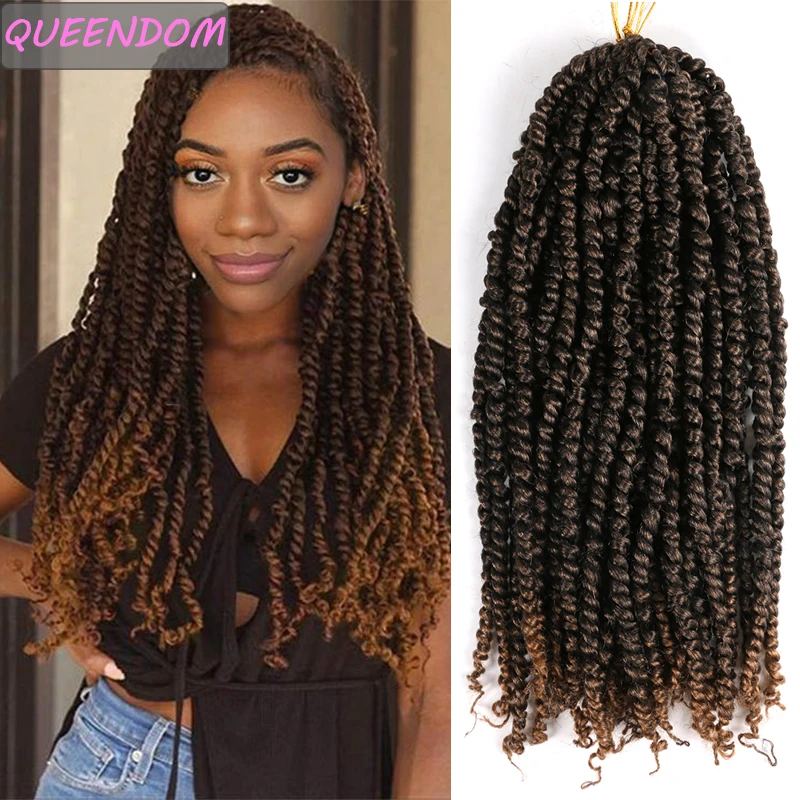 

Ombre Passion Twist Hair Crochet Braids 18 Inch Synthetic Braiding Hair Extensions Long Spring Twist Curly Braid for Afro Women