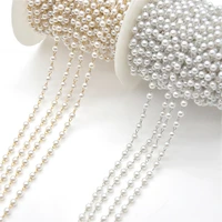 1 roll imitation pearls chain metal beads interval chain for diy jewelry making supplies bracelets necklace jewelry accessories