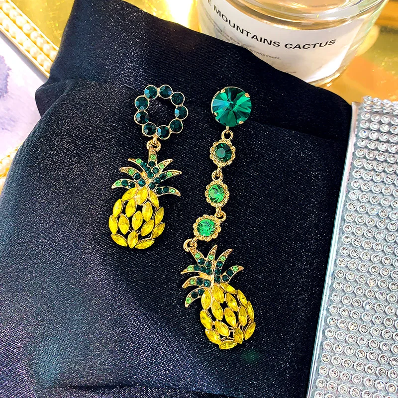 Асимметричные Серьги DREJEW в виде ананаса с фруктами стразы циркониевые массивные