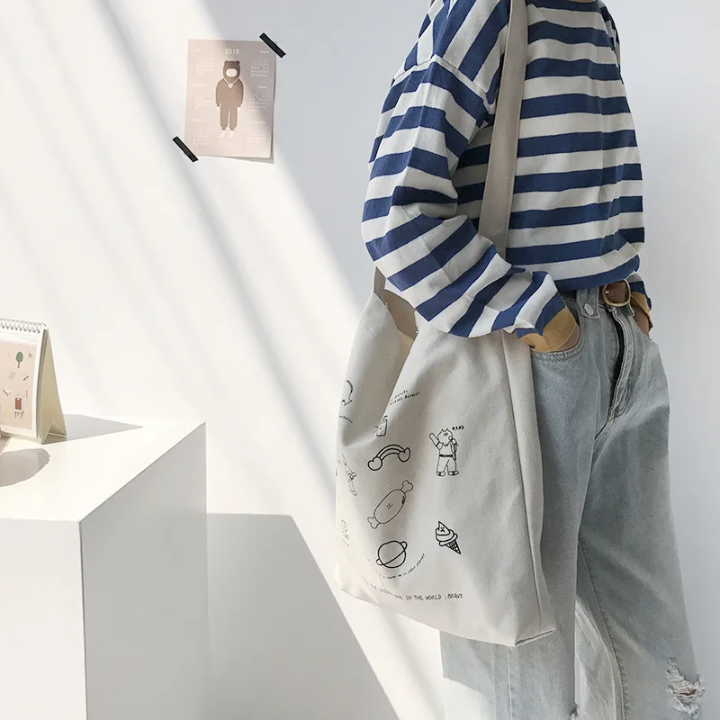 Youda Классическая мультяшная печатная Холщовая Сумка на плечо оригинальный