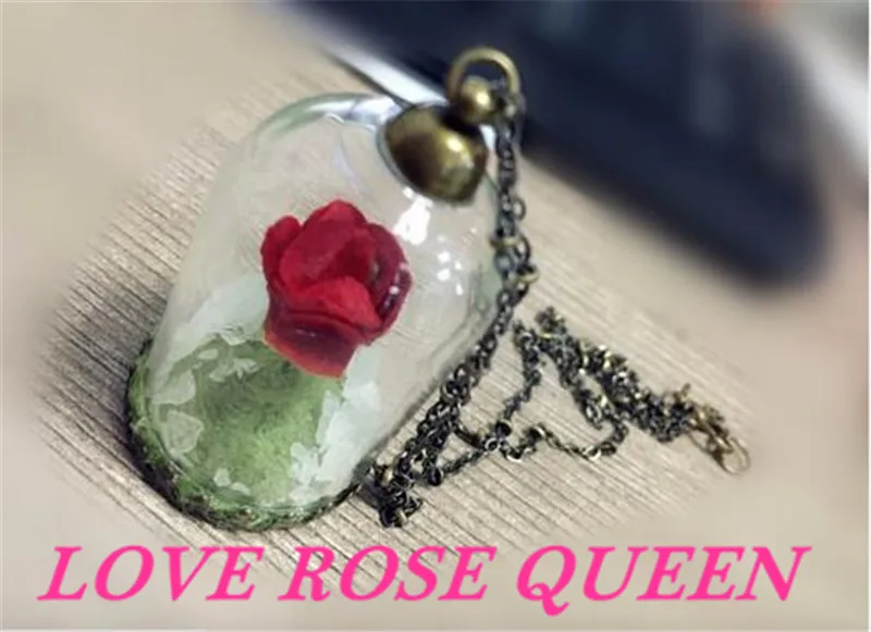 2 шт Красавица и Чудовище Белль Роза в стеклянной бутылке медное ожерелье Косплей
