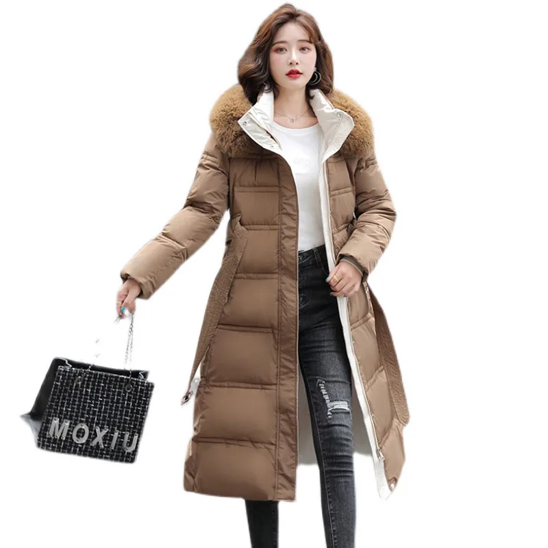 

Women Winter New Down Jacket Fashion Hooded Fur Coat Loose Casual Street All-match Jackets Thick Warm Long dDown Overcoat G456