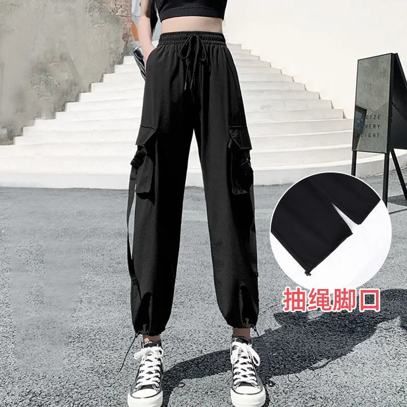 

Harajuku Black Cargo Pants Women Chain Wide Leg Hiphop Streetwear Women Pants Loose Female Baggy Oversize Korean Style Trousers