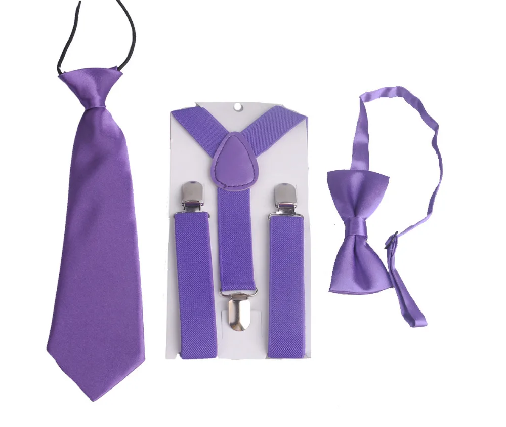 Фиолетовые Детские подтяжки для мальчиков и девочек с галстуком бабочкой легко