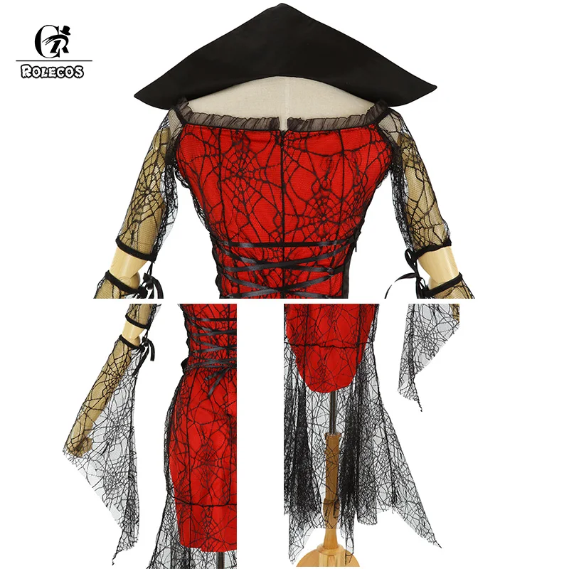 Женский костюм вампира ROLECOS черное платье паук без надписей ведьмы на Хэллоуин