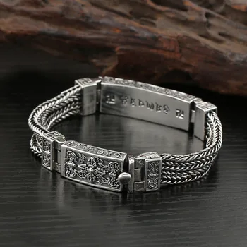 Retro Classic whip chain Thai silver Vajra men bracelet 3