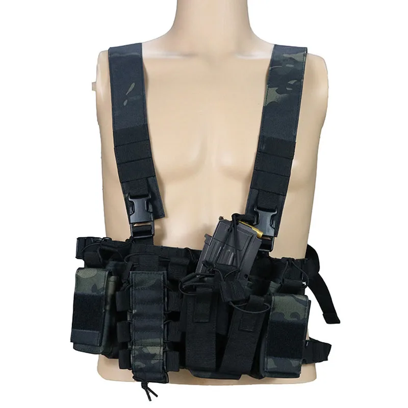 Outdoor Hunting Vest Tactical MOLLE Triple Open-Top Mag Pouch FAST AK AR M4 FAMAS With shaped Suspender Shoulder Strap | Спорт и