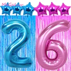 Гигантский синийрозовый, 40 дюймов, воздушные шары из фольги в виде цифр, 0, 1, 2, 3, 4, 5, 6, 7, 8, 9, для дня рождения, вечеринки, свадьбы, Декор