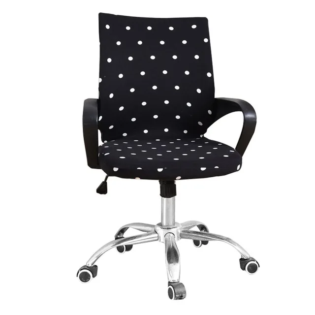 black white dot Airldianer офисная компьютерная накидка на стул из спандекса чехлы на стулья офисные против пыли универсальные черные леопардовые синие покрывало на кресло - Цвет: black white dot