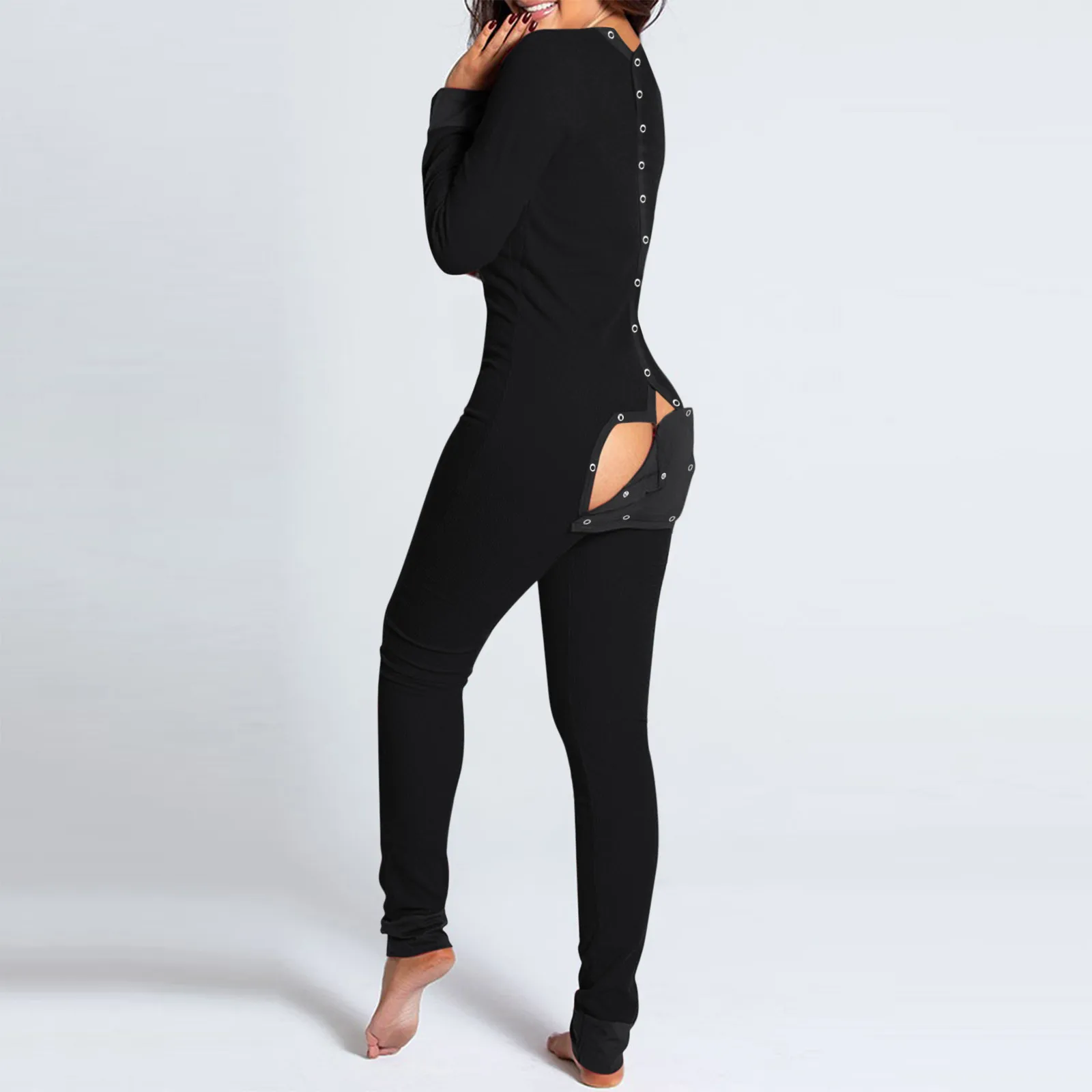 

# Sleepwear Jumpsuit Women's Button-down Functional Buttoned Flap Adults Jumpsuit Warm Winter Woman Pajamas