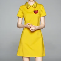 womens polo dress 100 cotton polo shirt casual short sleeve yellow polo shirt dress large size