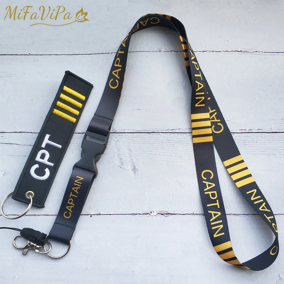 

1 Set Captain Lanyards Neck Strap Phone Chaveiro Key Chain llavero Lanyard for ID Card Holder Flight Crew Gift for Captains