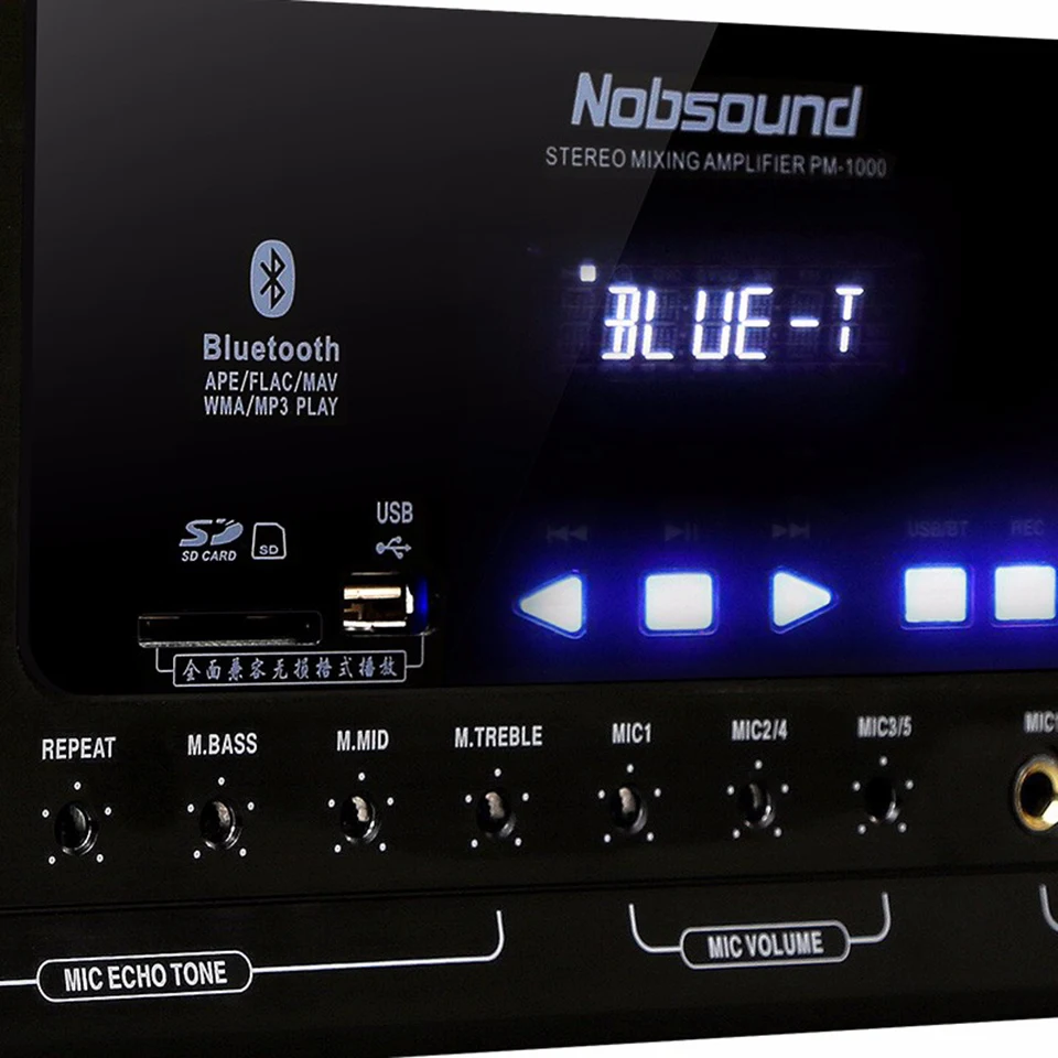 Nobsound PM1000 Профессиональный KTV Караоке Bluetooth усилитель Поддержка MP5 USB/SD воспроизведение APE музыка поддержка 220 В и 110 В