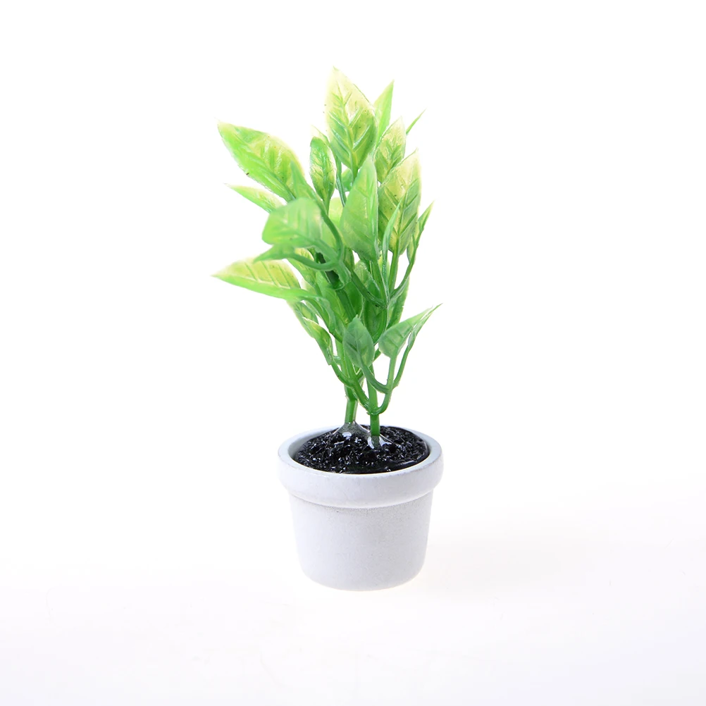 

Stimulate Plant toys 1/12 Green Plant In White Pot Doll house Miniature Garden Accessory high quality