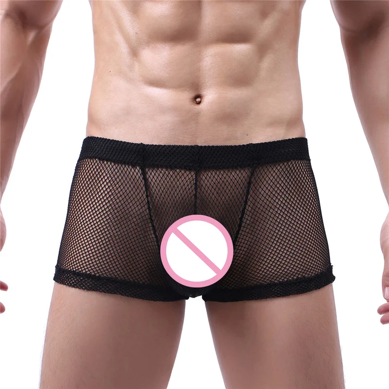 Женские сексуальные сетчатые мужские трусы ажурные боксеры прозрачное