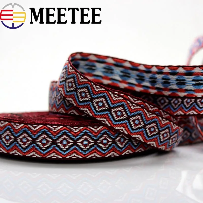 5Yards Polyester Cotton Embroidered Jacquard Webbing Ethnic Geometric Lace Ribbon for Bag Strap DIY Clothing Garment Accessories | Дом и сад