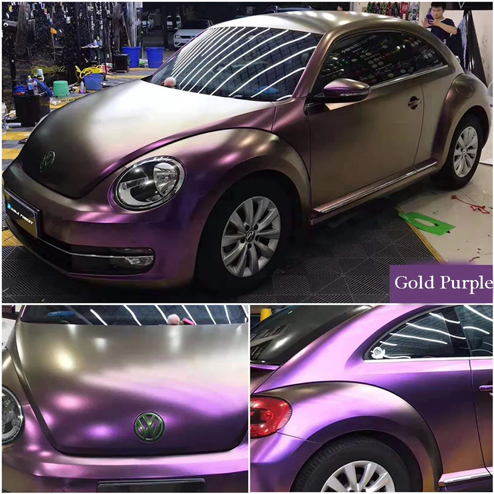 

10Mx1.52M Matte Film Glitter Chameleon Purple Color Change Vinyl Sticker Car Hood Body Vinyl Wrap Matt Stain Decals Sticker Roll