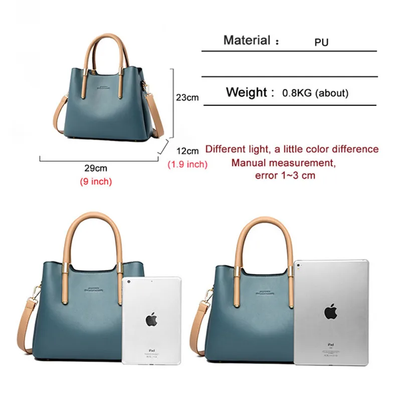 

2020 New Lady Handbags Simple and Versatile Blue Women Shopping Shoulder Bag Fashionable Dignified Ladies Work Bag Messenger Bag