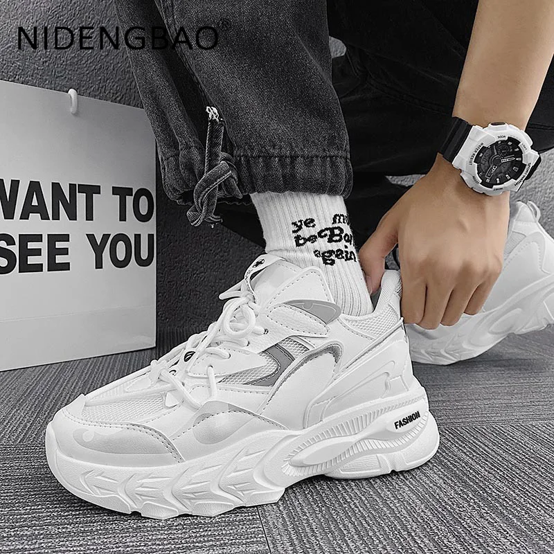New Men Platform Sneakers 2021 Autumn Mesh Breathable Outdoor Walking Jogging Running Sports Shoes Luxury Chunky Casual Tenis